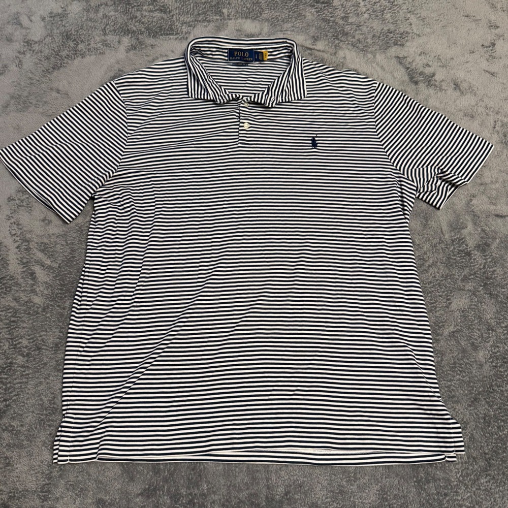 Polo Ralph Lauren Men's‎ Classic Fit Striped Polo Shirt Pony Size L Navy White